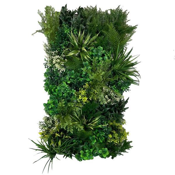 Artificial 3D Plant Wall with lush green with yellow and white foliage 100x50cm Pure Clean Rental Solutions