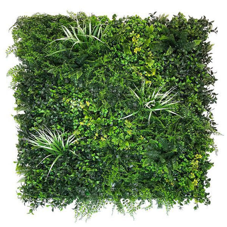 Artificial Green Wall Panel with Light and Dark Green Ferns & Grasses with Yellow & White Foliage Pure Clean Rental Solutions