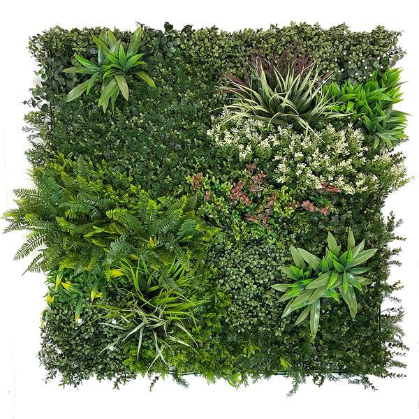 Artificial Green Wall Panel with variegated mixed green yellow red white foliage 100x100 cm Pure Clean Rental Solutions