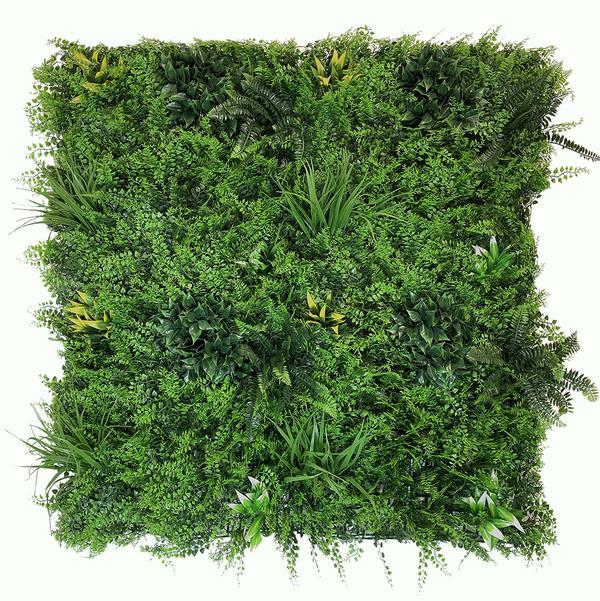 Artificial Green Wall Panels Ferns Grasses Palm Heads & Various Bushes in Green Yellow and White Pure Clean Rental Solutions