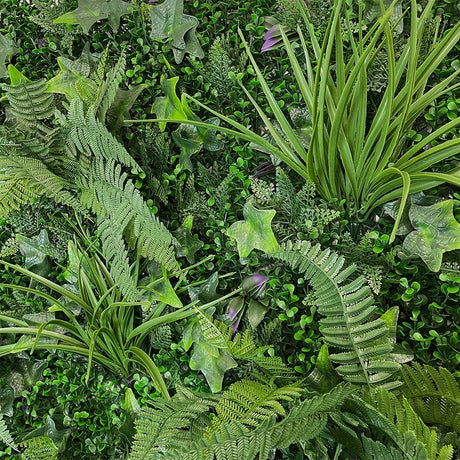 Artificial Living Wall Mixed Plant Panel with Ferns and Grasses Pure Clean Rental Solutions