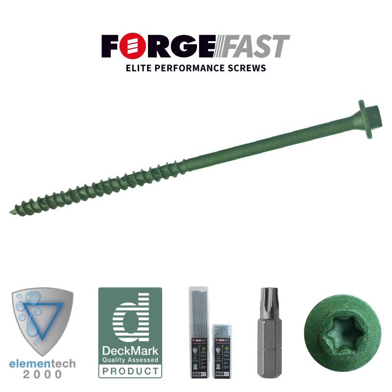 ForgeFast Timber Fixing Screws 2000h Green Torx Comp Pure Clean Rental Solutions
