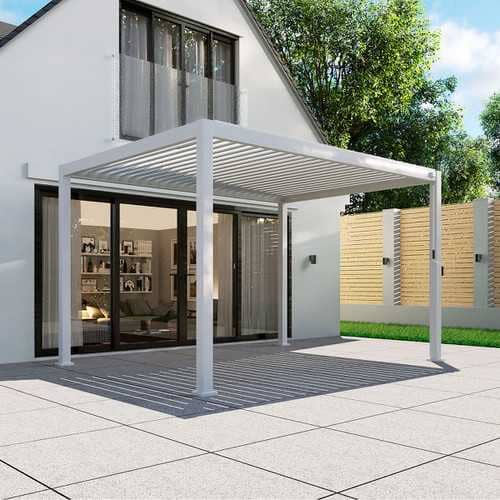 Nova - Titan 4x3m Rectangular Aluminium Pergola Pure Clean Rental Solutions White - RAL9016
