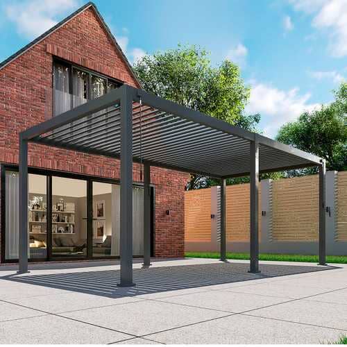 Nova - Titan 6x3m Rectangular Aluminium Pergola Pure Clean Rental Solutions Grey - RAL7015