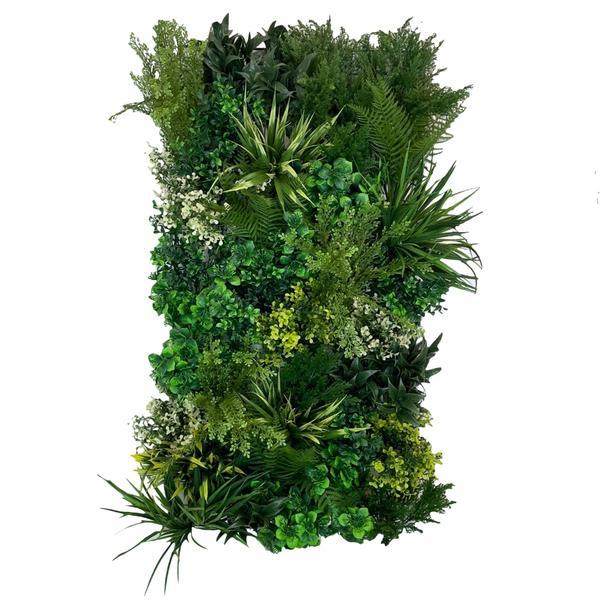 Artificial 3D Plant Wall with lush green with yellow and white foliage 100x50cm Pure Clean Rental Solutions 