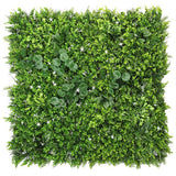 Artificial Green Wall Mixed Plant Panel with White Flowers 100x100 cm Pure Clean Rental Solutions 