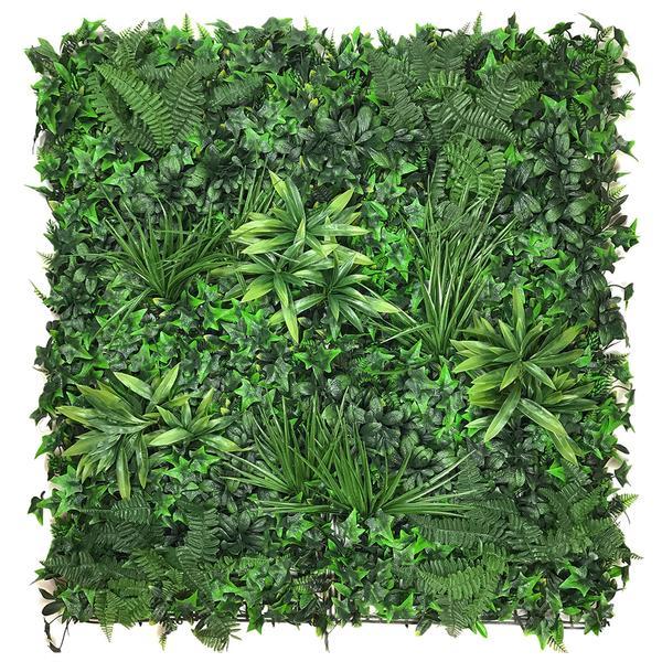 Artificial Green Wall Panel with Variegated Foliage Ivy Palms Grasses and Ferns 100x100 cm Pure Clean Rental Solutions 