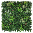 Artificial Green Wall Panel with Variegated Mixed Green Foliage, Grasses, Palms with Red, Yellow and White Foliage 100x100 cm Pure Clean Rental Solutions 