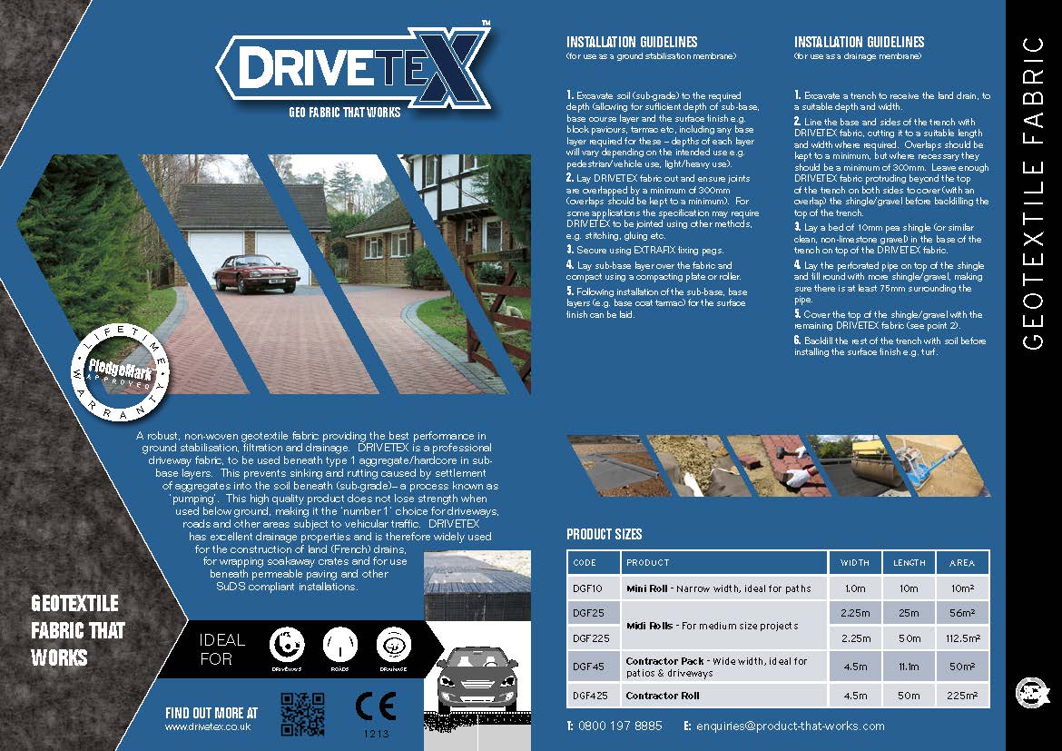 Drivetex ground stabilisation / drainage membrane Pure Clean Rental Solutions 