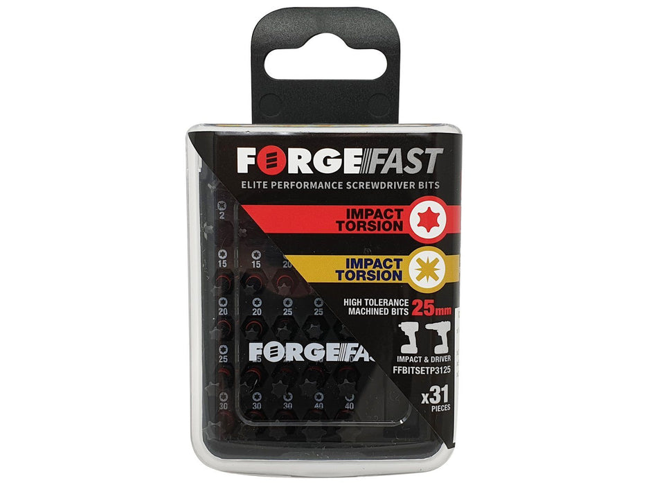 ForgeFast Impact Bit Set - Torx/Pozi 25mm - 31 piece Pure Clean Rental Solutions 