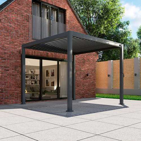 Nova - Titan 3.6m Square Aluminium Pergola Pure Clean Rental Solutions Grey - RAL7015 