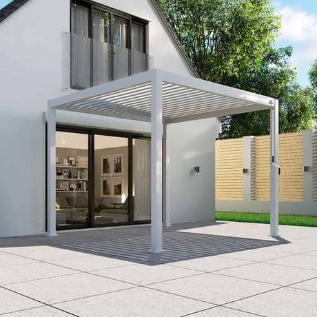 Nova - Titan 3.6m Square Aluminium Pergola Pure Clean Rental Solutions White - RAL9016 